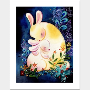 Rabbit family Posters and Art